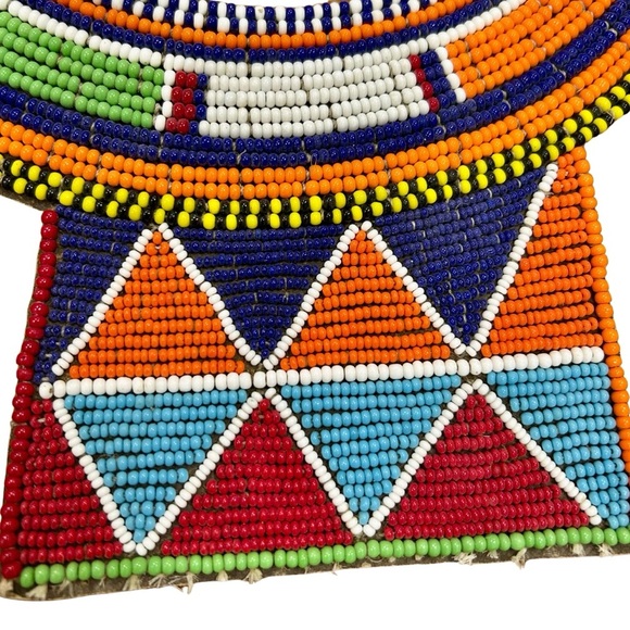 Vintage Tribal Handmade Beaded Collar Necklace - Picture 2 of 4